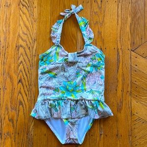 Adorable Janie and Jack Pastel & Floral Printed One Piece Bathing Suit Swimsuit